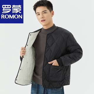 Luo meng winter down cotton coat men's short bottoming jacket down cotton liner loose cold-proof thickened cotton coat black plus velvet m 125jin jin is equal to 0.5 kg within