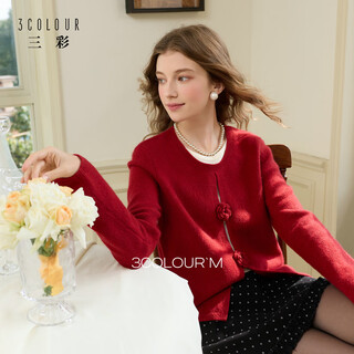 Sancai 2026 spring new camellia sweater long sleeve round neck fake two-piece new year sweater m