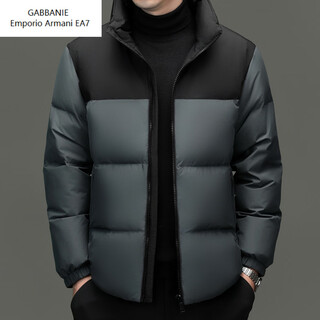 Emporio armani ea7 armani winter men's color-blocked down jacket 2026 new thickened warm jacket casual fashion stand-up collar bread gray xl 180