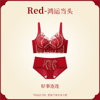 Triumph 2026 new year of the zodiac red underwear for women wedding bride small breast push up adjustable sexy bra set good things happen suit m 36/80a thickness about 2.5c standard