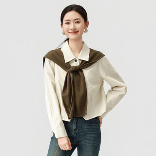 Viea.ing shopping mall same style college style shirt for women 2026 spring new shirt knitted shawl top apricot s