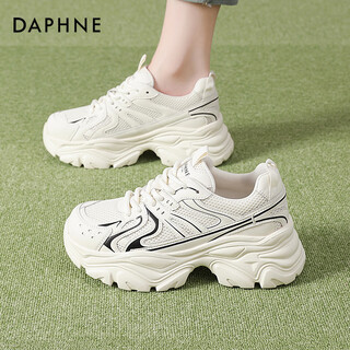Daphne daphne fashion thick-soled dad shoes women's versatile height-increasing sports shoes small white casual shoes women's shoes beige 36