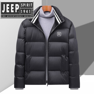 Jeep spirit Зимняя куртка-пуховик с воротником-стойкой Мужская короткая утолщенная зимняя куртка на утином пуху Молодежная мода Модный пуховик черного цвета 3xl