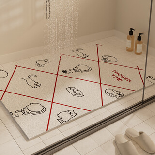 Fantasy bathroom anti-slip mat shower room bathroom anti-fall foot mat bathroom toilet elderly pregnancy bathtub waterproof mat diamond kitten a style 40x70cm