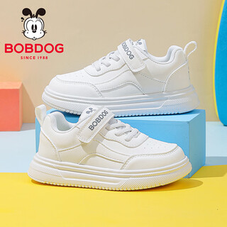 Bobdog children's shoes, boys' white shoes, 2026 spring new big children's low-cut sneakers, girls' versatile sports shoes, white 31, suitable for feet 18.5cm