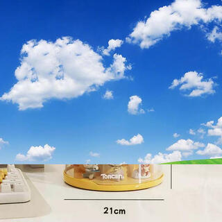 Yusenyi bubble mart figure dustproof display cabinet ladder rotating bar blind box storage doll doll desktop storage rack dustproof high transparency blind box display rack (milk yellow ladder style)