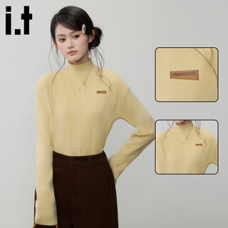 Chocoolate it women's high-end slim fit pullover knitted sweater for women spring american versatile casual bottoming shirt for women light yellow l