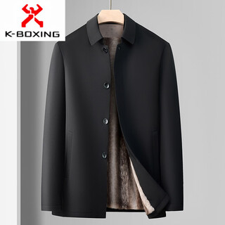 Kbxng jinba winter velvet thickened jacket for middle-aged and elderly men with removable liner, cotton jacket, casual lapel men's clothing 9936 black (velvet) m 170/48