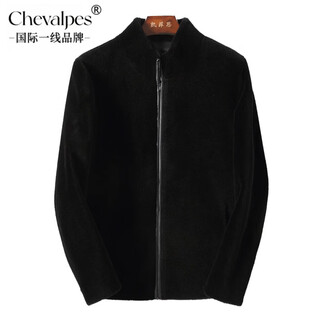 CHEVALPES国际一线品牌羊剪绒皮毛一体男立领外套羊毛短款皮衣皮草大衣 黑色 M 165