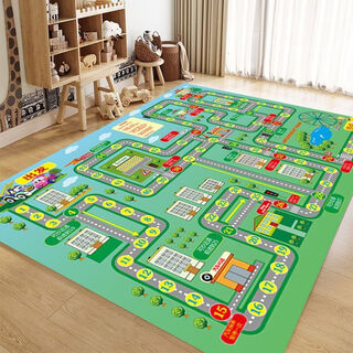Fantasy thickened home children's room carpet puzzle kindergarten game mat game floor mat parent-child interactive flying chess carpet green adventure private order non-refundable