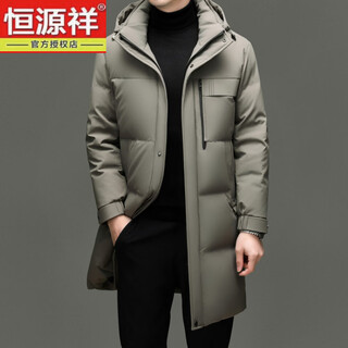 Hengyuanxiang 2025, зимняя новая длинная куртка-пуховик с капюшоном, мужская повседневная универсальная утолщенная теплая и морозостойкая куртка цвета хаки 3xl 190