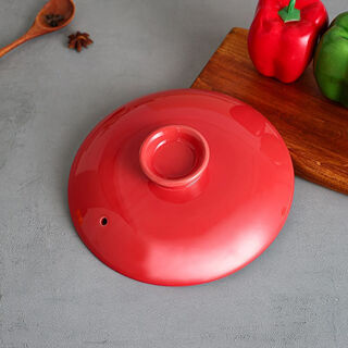 Fantasy all-in-one casserole lid, anti-spill, anti-scalding, round thickened lid, soup pot lid, household heat-resistant casserole ceramic single lid, diameter about 19.5cm red pot lid
