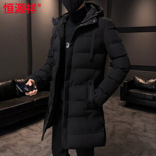 Hengyuanxiang 2026 autumn mid-length down men's middle-aged and elderly ultra-thick warm military coat fat man's cotton-padded jacket 9588 black m 90-110jin jin equals 0.5 kg