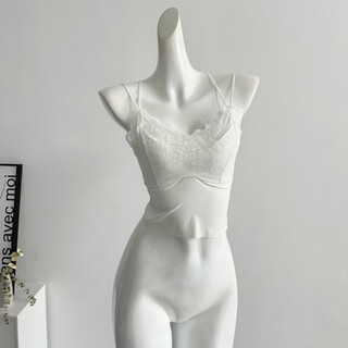 2024 lace suspender belt breast padded vest for women french hot tube top beautiful back inner layering pure desire white top white one size
