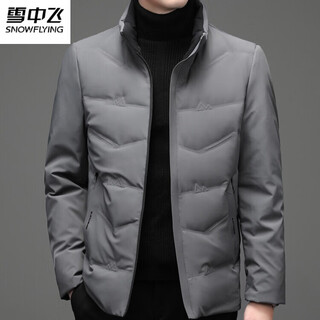 Snow flying (snowflying) high-end down jacket men's 2025 winter new stand-up collar white duck down short thickened casual winter warm jacket gray