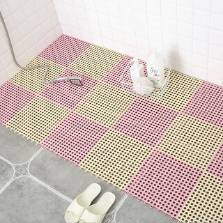 Fantasy bathroom non-slip mat large area shower bathroom toilet hollow waterproof waterproof anti-fall bathroom floor mat yellow powder matching upgraded model thicker 30 30cm/piece 4 pieces in a pack