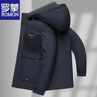 Romon winter cotton coat men's velvet thickened 2025 new hooded middle-aged dad's cotton coat men's thermal top a779 navy blue 2xl