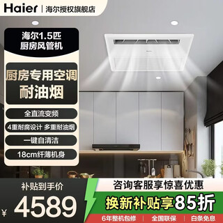 Haier home kitchen special air conditioner large 1.5 hp full dc variable frequency embedded central air conditioner card machine duct machine one-to-one integrated quick cooling oil and fume resistant replacement subsidy 1.5 hp first-class energy efficiency kitchen special air conditioner