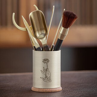 Initial conception of copper tea ceremony six gentlemen set wooden tea tea needle tea art tea spoon raising pot pen kungfu tea set accessories tea barrel lianxin (six gentlemen) + copper accessories 1