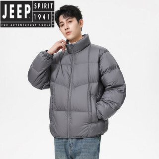 Jeep spirit simple and fashionable high puff stand collar down jacket men's 2026 winter new windproof and cold warm jacket dark gray xl weight 130-150jin jin is equal to 0.5 kg