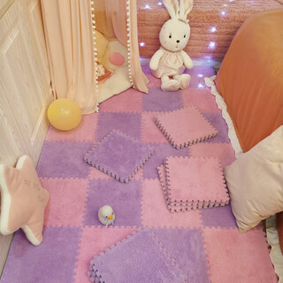 Sanqi hufeng room carpet, bedside splicing floor mat, rental house floor foam material square floor mat, pink and purple, thin 30x30x0.6cm long, wide and thick, 10 pieces