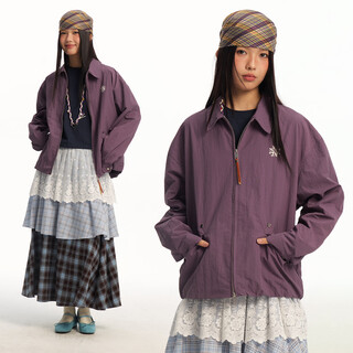 Jiangnan newjnxs водоотталкивающая и износостойкая базовая рабочая куртка с объемной вышивкой, весенняя свободная и универсальная куртка фиолетового цвета s