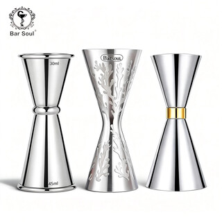 Bar soul 304 stainless steel wine measurer, classic japanese one-piece ounce cup, bartender jigger measuring cup with scale, mirror light, 30/45ml