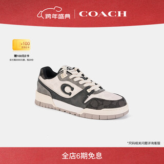 Coach new men's shoes mixed stitching classic logo soho sports shoes flat shoes casual shoes gift black/chalk 40.5
