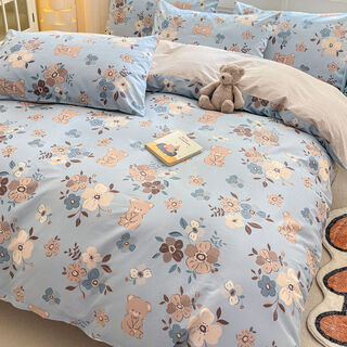Fantasy quilt cover single piece 200230 double quilt cover 150200 student dormitory three bear + orchid among flowers single quilt cover 200x230cm four corner straps suitable for 200