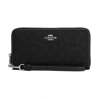 Coach zip around wallet classic presbyopia logo zipper closure iconic jacquard cowhide wallet default basic pack (bag + dust bag)