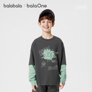 Balaone children's clothing children's long-sleeved t-shirt boys 2026 spring fake two-piece tops
