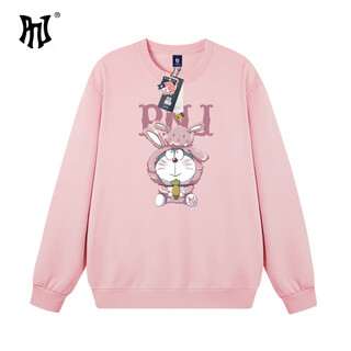 Pnj2025 new national fashion sweatshirt for men and women in autumn and winter loose casual plus velvet american handsome alarm clock print leather powder regular xl recommended 125-145jin jin equals 0.5 kg