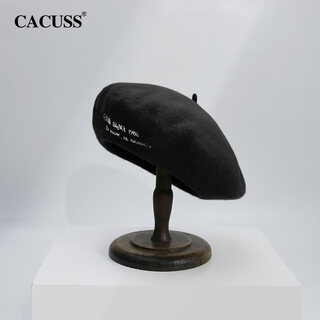 Cacuss oversized beret women's 2026 autumn and winter new face revealing small wool retro fashion cloud hat big head painter hat black one size (56-61cm)