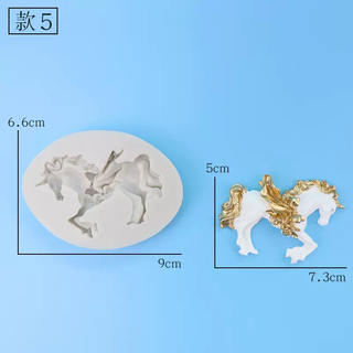 Yusenyi cake new year's geometric chocolate mold pony silicone year of the horse baking ornaments plug-in decoration food grade abrasives style 5