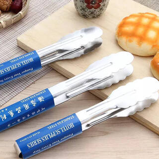 Ke ou stainless steel plum blossom food clip, bread clip, cake clip, steamed bun clip, barbecue clip, high temperature resistant food clip, one-piece plum blossom clip 9 inches