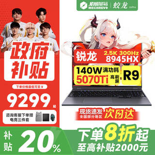 机械革命蛟龙16Pro 2025爆款电竞游戏本 锐龙R9旗舰满血5070/5070TI高性能16英寸大学生游戏办公笔记本电脑 满血5070TI/R9-8945HX  灰色 【办公畅玩款】16+1T固态