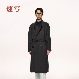 速写男装2026春新品风衣H型宽松立领插肩袖长款9Q1911560 011炭黑 M