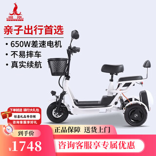 Phoenix q3 parent-child electric tricycle household small elderly walking electric vehicle elderly leisure small tricycle two-seater + 650w differential + 8a lithium battery + about 20 kilometers