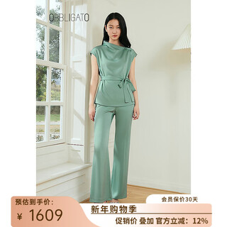 Obbligato olegado summer basin collar bag shoulder cap sleeves shoulder open button strap top green top s