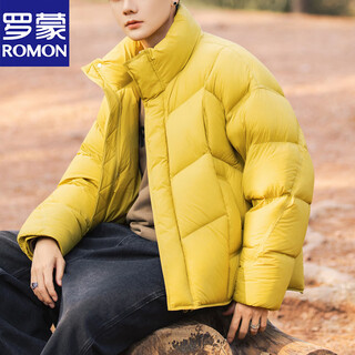 Lomon puff down jacket men's winter short 2026 new stand collar short thickened warm bread jacket lemon yellow m