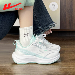 Warrior women's shoes mesh sports shoes women's 2026 new spring soft sole lightweight shock absorbing running shoes for junior high school students women white/light green 35