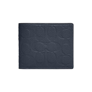 Coach 3 in 1 wallet 11 folding logo embossed cow leather card holder wallet women's dark blue default