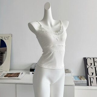 French pure desire sexy white lace v tie breast pad camisole women's 2024 autumn new inner top white one size