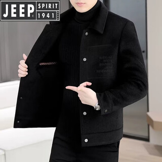 Jeep spirit jeep chaqueta de marca de alta gama chaqueta para hombre 2025 primavera, otoño e invierno nuevo estilo abrigo de lana corto negro 802 regular xl 180 (adecuado para 130 jin jin equivale a 0,5 kg -145 jin jin equivale a 0,5 kg)