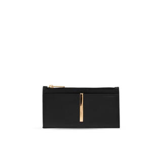 Tod s women's card holder storage zipper opening anti-slip lining light and portable black leather material black one size