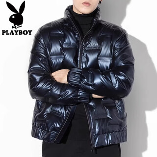 花花公子高档轻薄羽绒服男士亮面鸭绒上衣2025年冬季新款休闲保暖外套男装 2086蓝色 M 推荐90-110斤