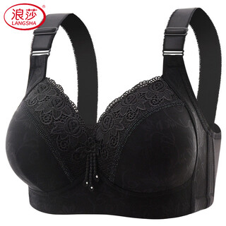 Langsha's new new year's red natal women's underwear bra for middle-aged and elderly mothers large size push-up breast-retracting non-wired bra black 1 piece 80a 36/80 suitable for 118jin jin equals 0.5kg