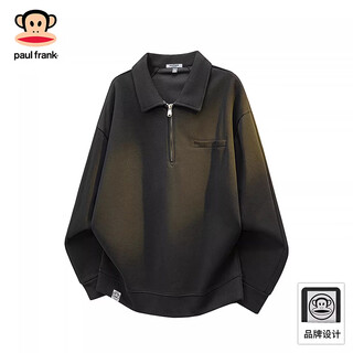 Big mouth monkey (paul frank) japanese simple casual sweatshirt men's 2026 spring new fashion brand versatile zipper loose lapel long-sleeved top black official authentic l recommended 100-120jin jin equals 0.5 kg