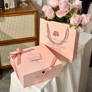 Fantasy high-looking birthday gift gift box girlfriend packaging box gift box romantic chinese valentine's day gift box souvenir single gift box rose pink + double opening magnetic suction gift box