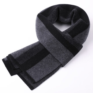 Erdos cashmere men's scarf red autumn and winter korean version thickened warm plaid scarf gift box black gray
